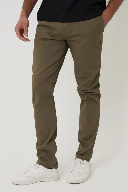 Cotton Slim Fit Chino Trousers With Stretch - Threadbare