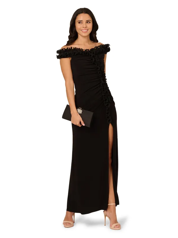 Jersey Ruffle Trim Gown - Adrianna Papell