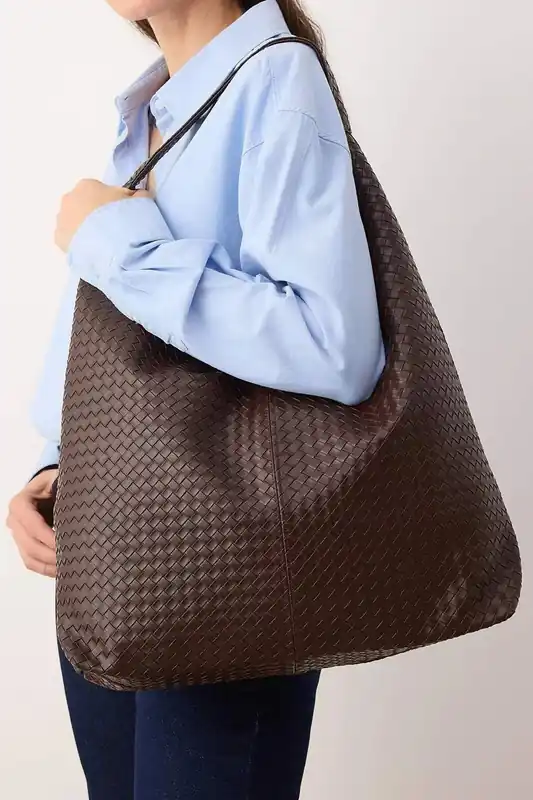Woven Texture Oversized Tote Shoulder Bag - WOVCOR