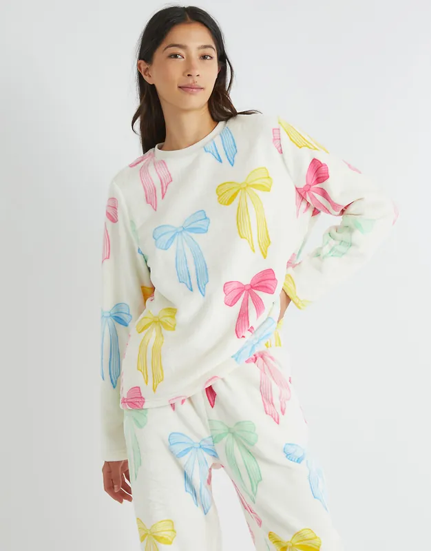 Multicolour Bow Twosie Fleece Pyjama Set - SKINNYDIP