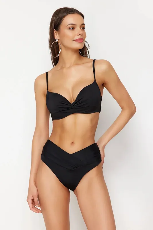 V Cut High Waist Shaping Bikini Bottom with Contoured Fit - WOVCOR