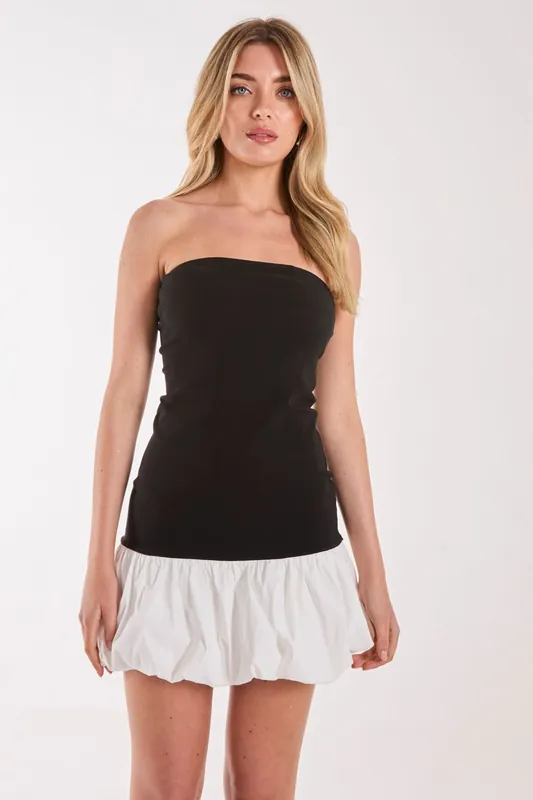 Contrast Puffball Mini Dress - Pink Vanilla
