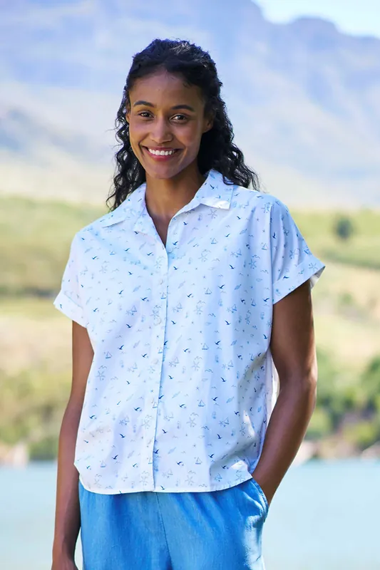 Palm' Short Sleeve Relaxed Fit Soft Casual Button Down Check Shirt - Mountain Warehouse