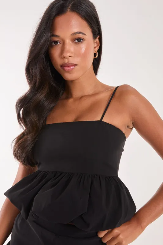 Puff Hem Strappy Top - Pink Vanilla