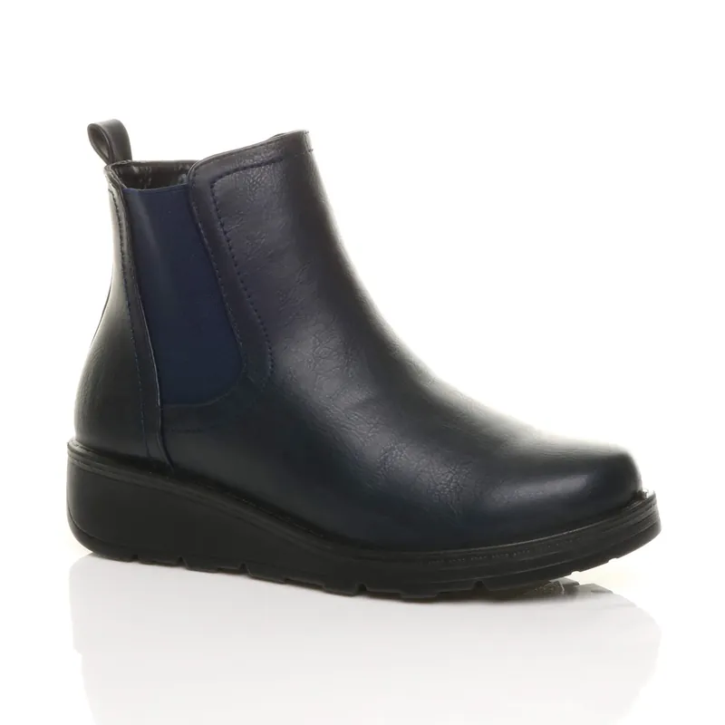 Low Wedge Comfort Ankle Chelsea Boots - AJVANI