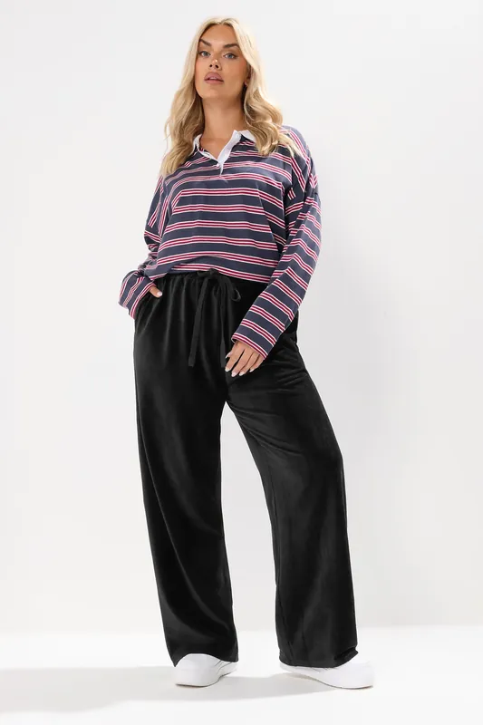 Cord Drawstring Wide Leg Trousers - Yours