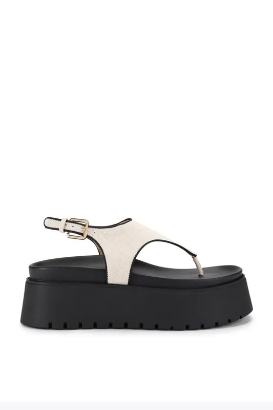 Tabor White' Fabric Sandals - STEVE MADDEN