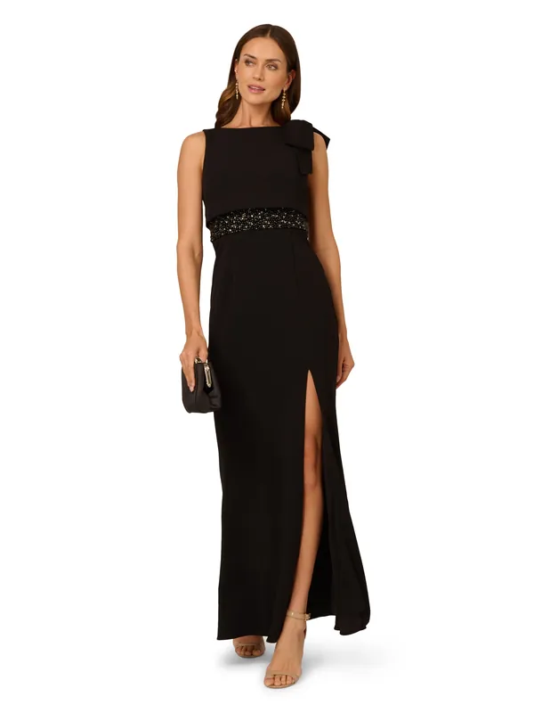 Crepe Popover Bead Gown - Adrianna Papell