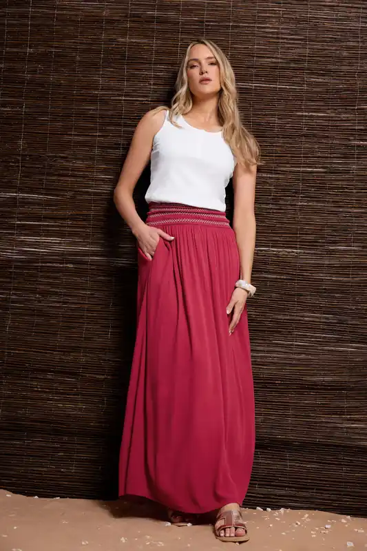 Tall Embroidered Waist Maxi Skirt - Long Tall Sally