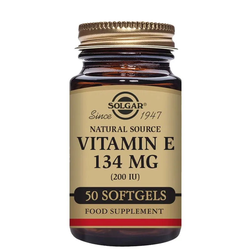 Natural Source Vitamin E 134mg (200 IU) Vegetable Softgels x 50 - Solgar