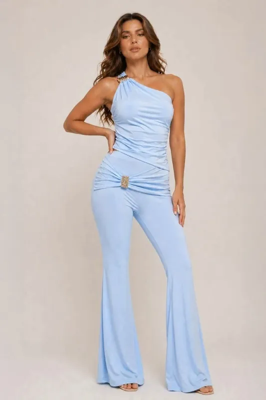 One Shoulder Buckle Detail - Wide Leg - Co-ord Set