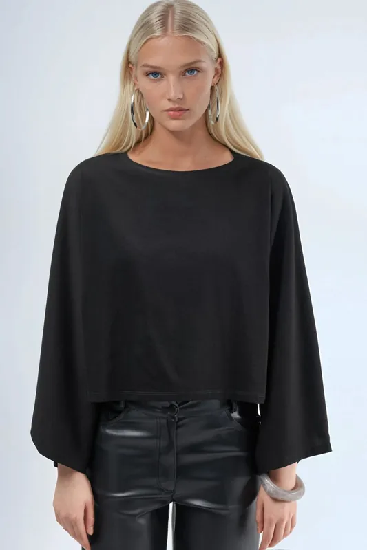 Loose Fit Boat Neck Blouse - Busem