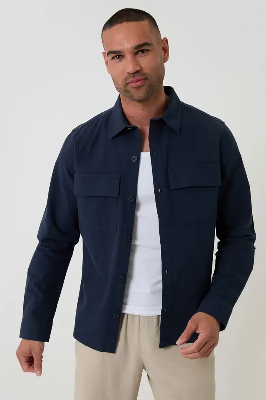 Linen Blend Lightweight Shacket - Threadbare