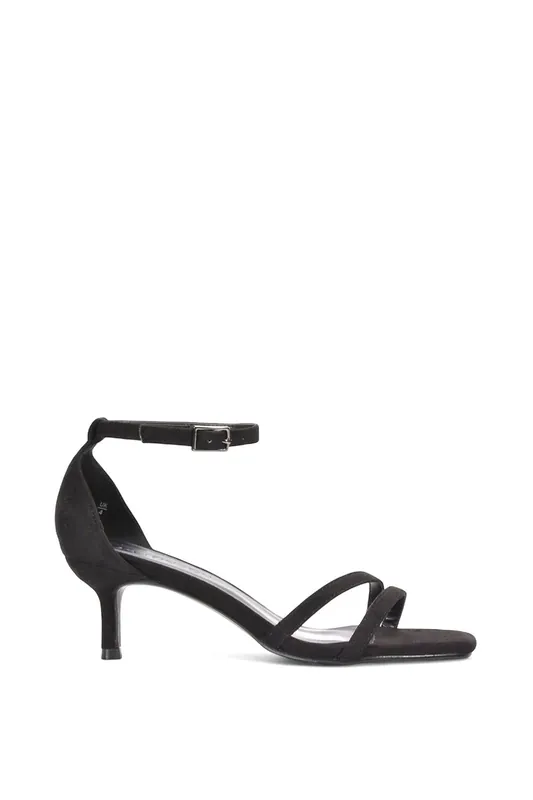 Lea' Strappy Mid Kitten Heel Sandals With Square Toe - XY London