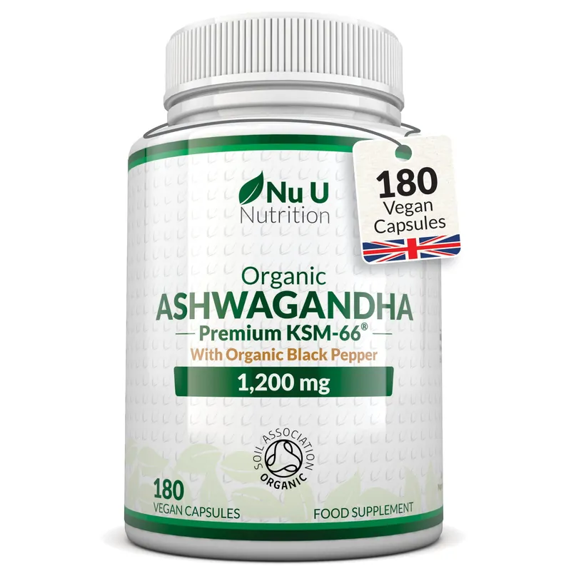 Premium Ashwagandha KSM-66 1200mg - 180 Vegan Capsules for Enhanced Wellbeing & Stress Relief