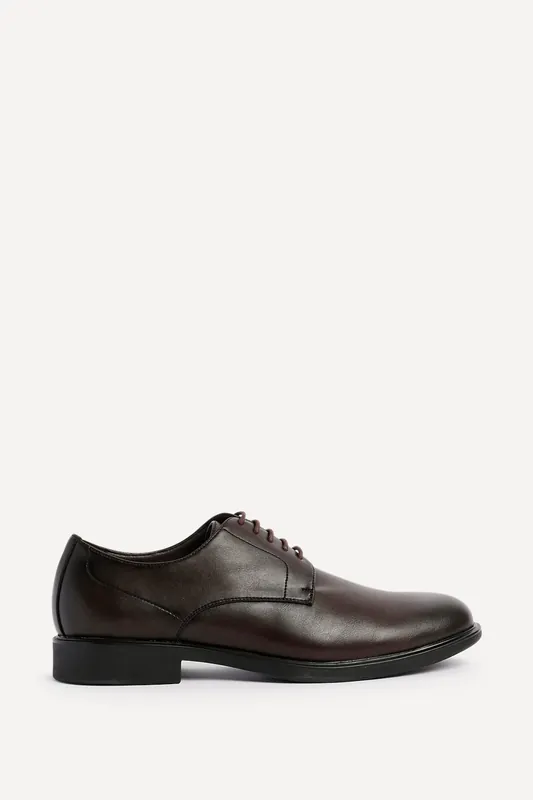 Angelo Mens Dark Brown Faux Leather Lace-Up Shoes
