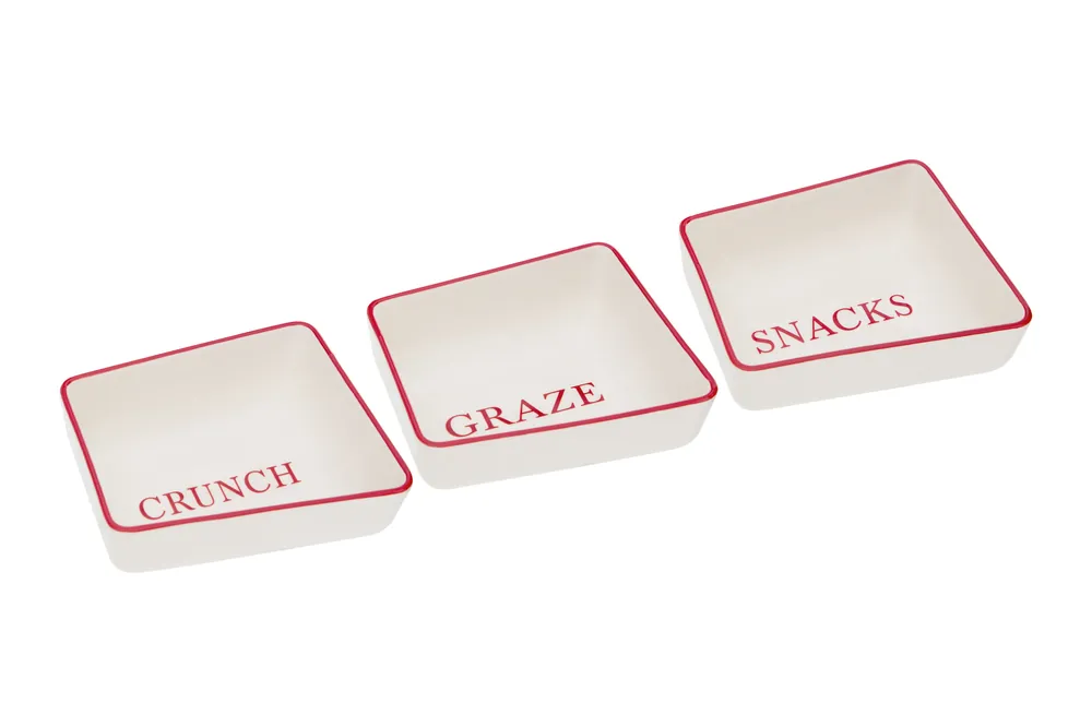 Versatile Set Of Three Hollywood Snack Dish, Premium Porcelain Snack Dish For Guests, Practical Snack Tray - Orsina