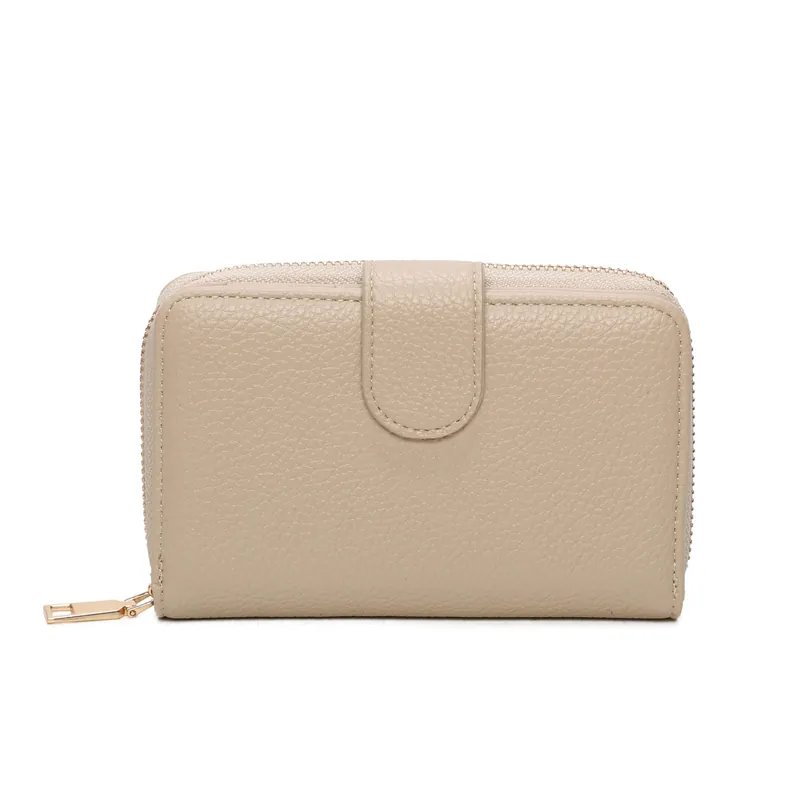 Zip Around Faux Leather Wallet With Snap Closure Multi Card Purse - Kitise