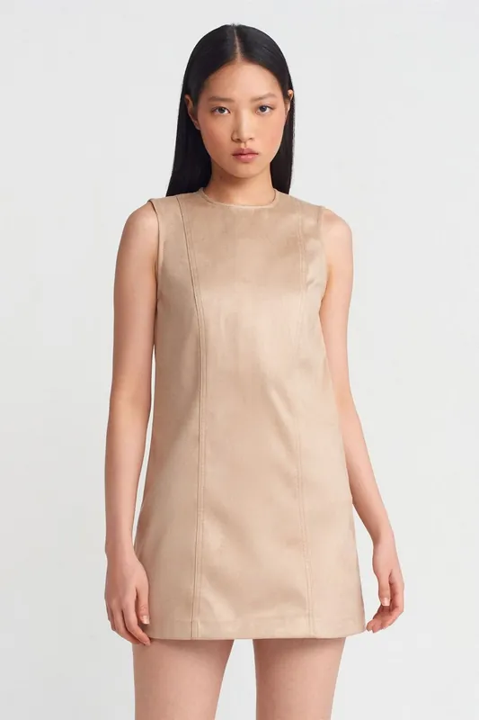 Sleeveless Faux Leather Mini Dress - Dilvin