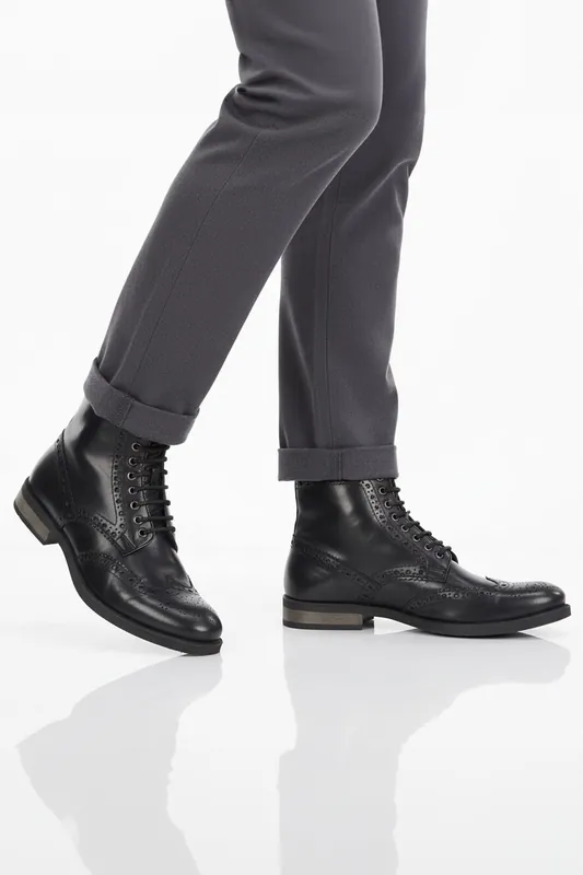 Stamford Leather Lace Up Mens Boots - Silver Street London
