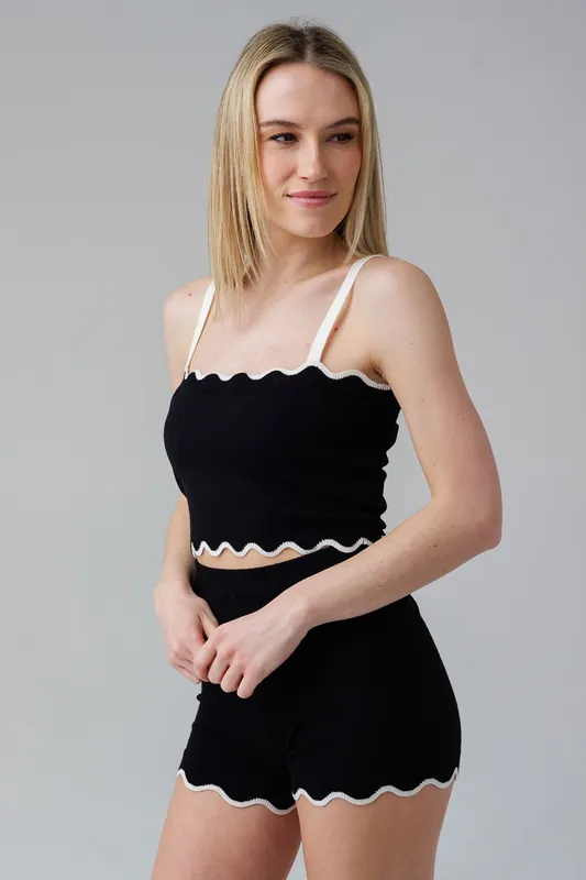 Sleeveless Square Neck Knit Cropped Top - Influence
