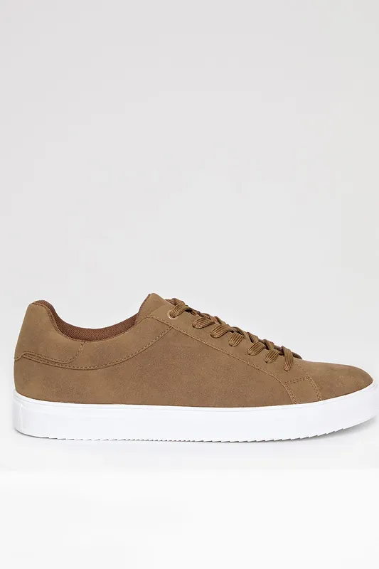 Faux Suede Court Trainers - Threadbare