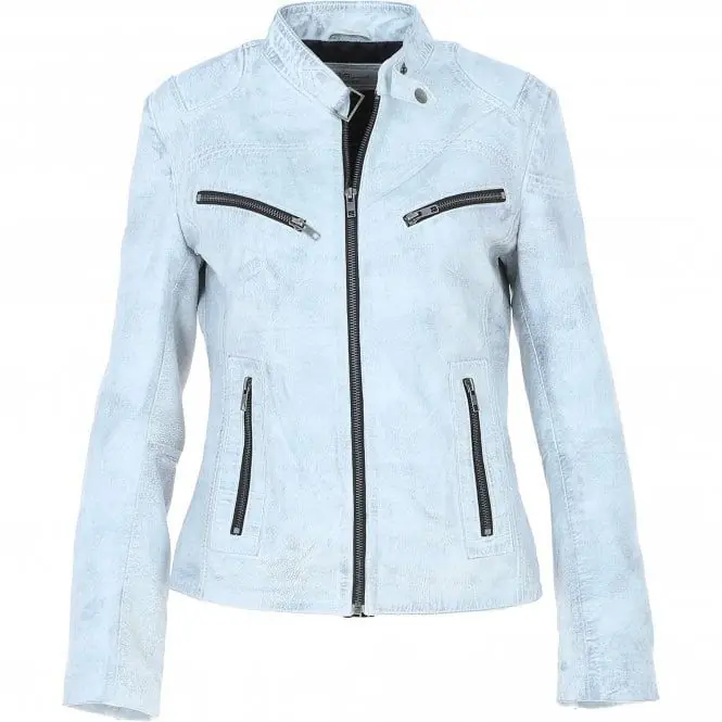 lolita' Real Leather Mandarin Collar Biker Jacket - Ashwood Leather