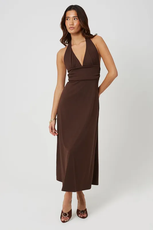 Jersey Halterneck Midi Dress - Brave Soul