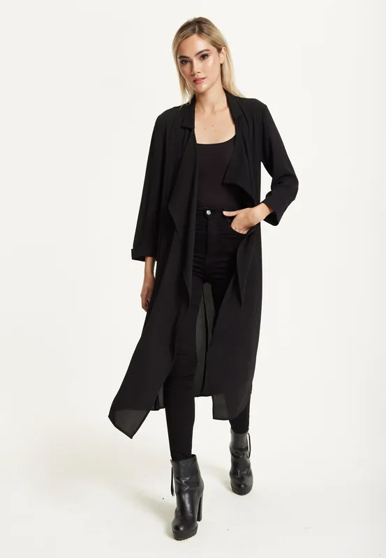 Black Waterfall Duster Coat - Liquorish