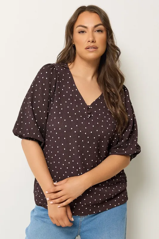 Polka Dot Puff Sleeve Top - Yours