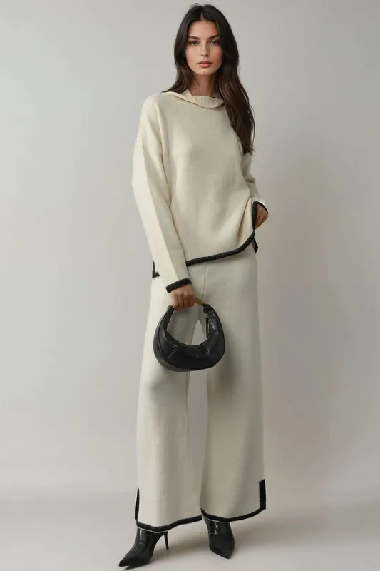 Soft Textured Oversized Sweater & Pants Knit Co-ord Set