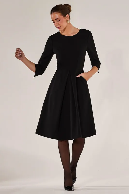 Round Neck 3/4 Sleeve Midi Dress - Jolie Moi