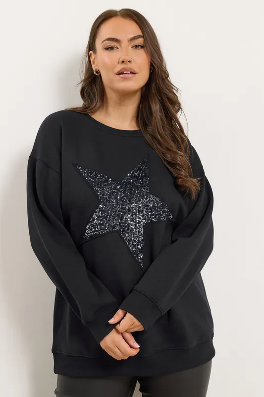 Sequin Embellished Star Sweatshirt - Yours