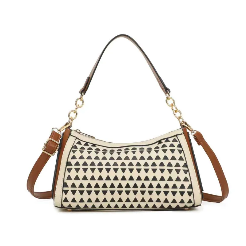 Geometric Textured Small Crossbody Hobo Shoulder Bag - Kitise