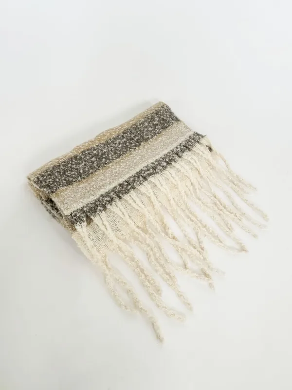 Chunky Striped Scarf in Soft Neutral - SVNX