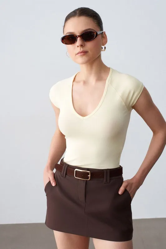 High-Waist A-Line Mini Skirt With Belt