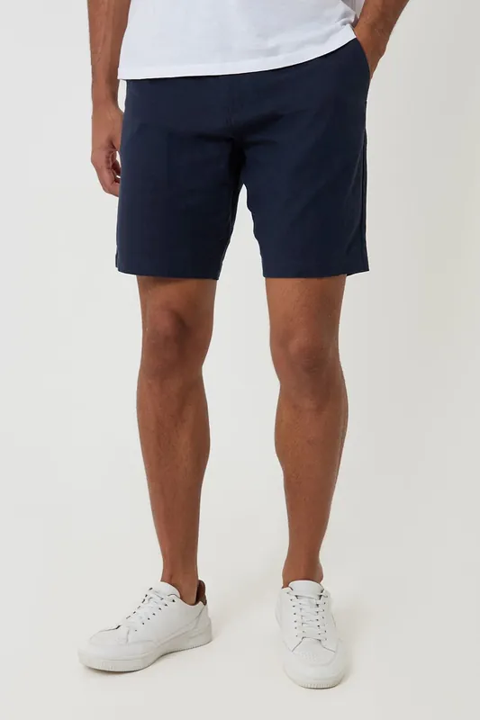Linen Blend Shorts with Belt - Threadbare
