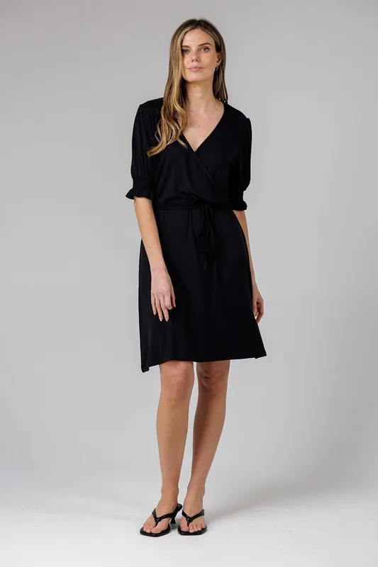 V-Neck Wrap Midi Dress