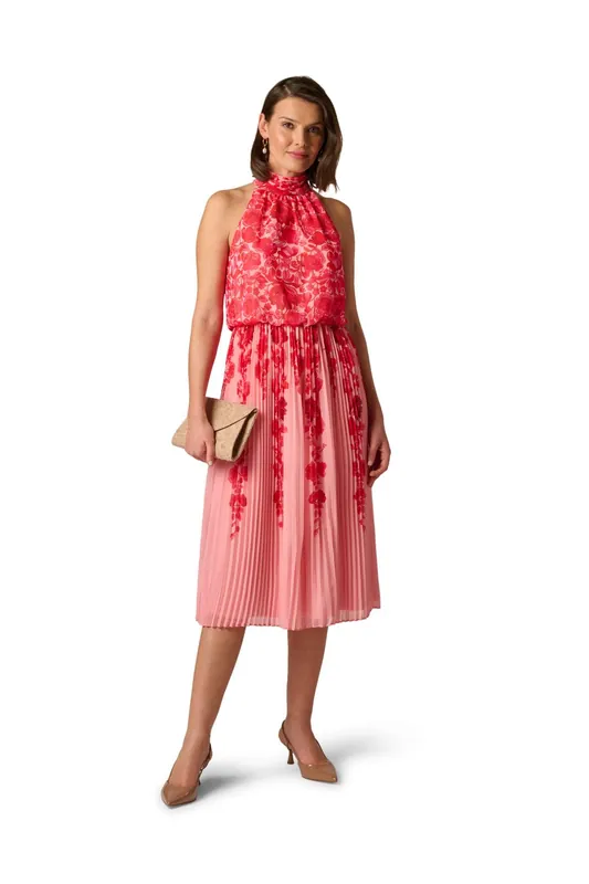 Print Pleat Chiffon Dress - Adrianna Papell
