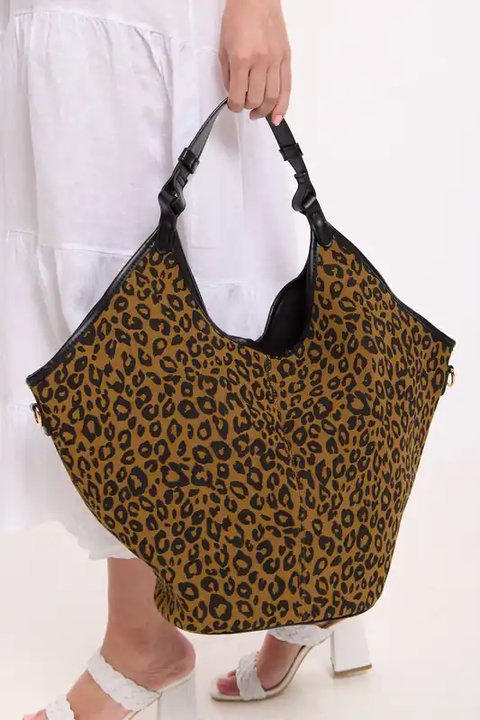 Leopard Hobo Tote And Crossbody Bag - Liquorish