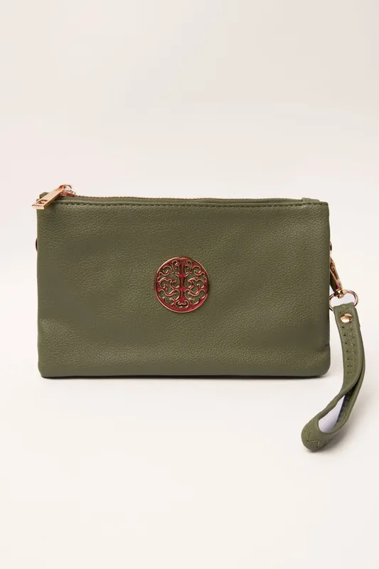 Detailed Zip Up Purse With Detachable Strap - Blue Vanilla