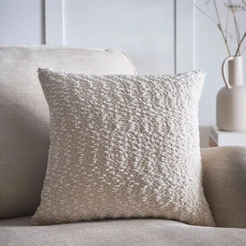 Boucle Textured Filled Cushion Pillow 18" Inch Square 45cm x 45cm - Portfolio Home