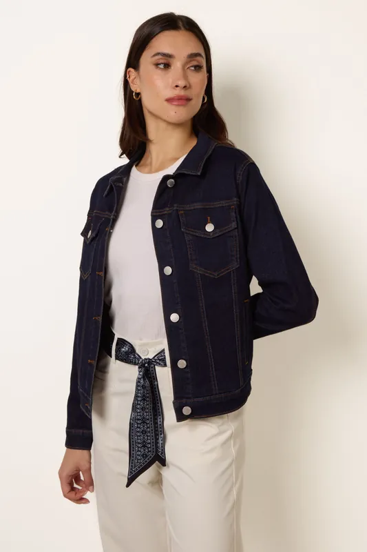 Navy Boxy Denim Jacket - Blue Vanilla