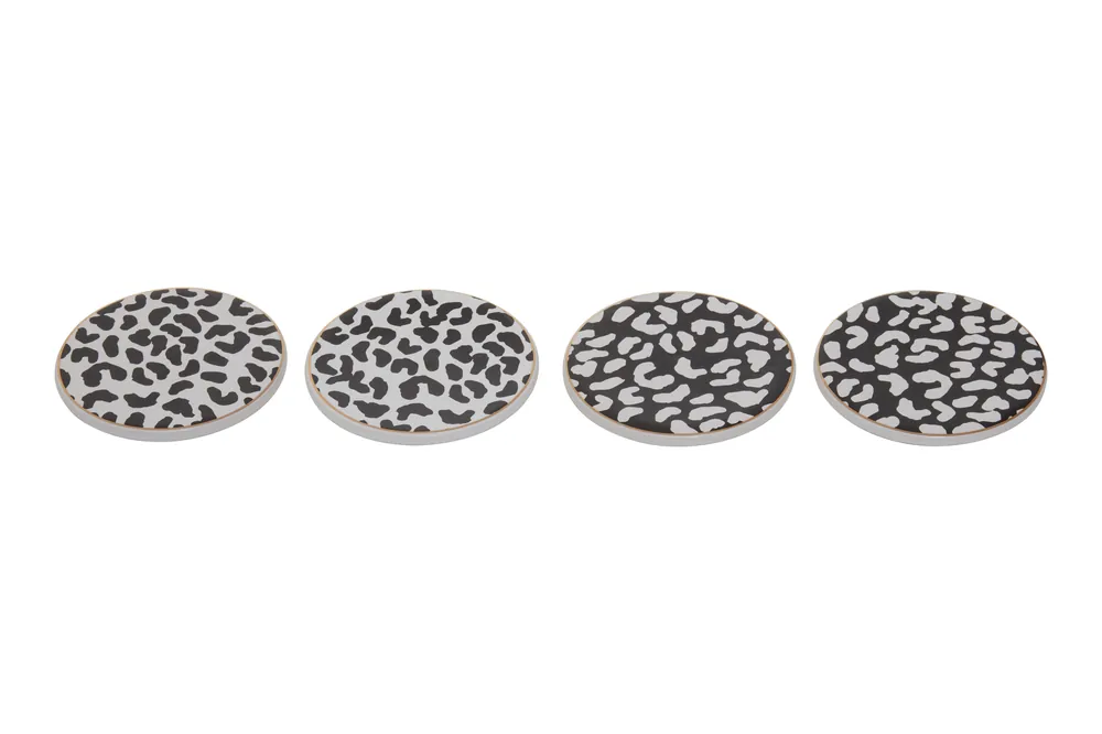Minimalist Set Of Four Coasters,Handcrafted Drink Coasters With Delicate Gold Accent,Coasters For Home Décor - Orsina