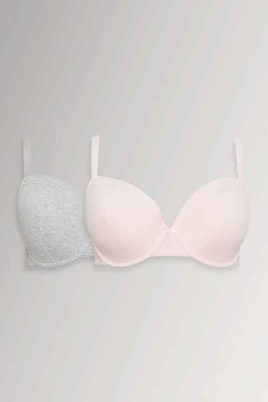 2 Pack Lace Trim Padded Bras - Yours