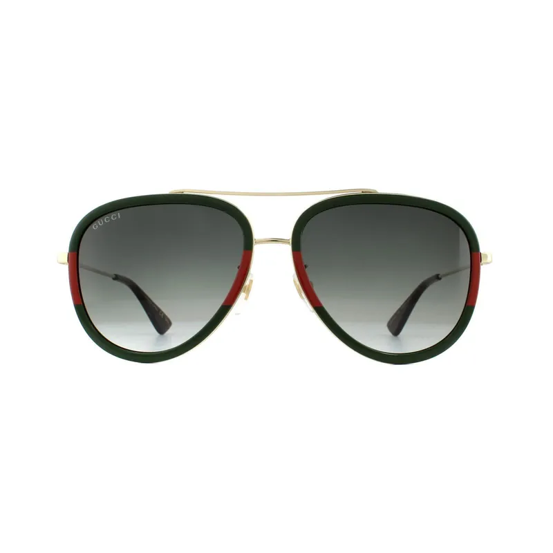 Aviator Gold Green Red Green Gradient Sunglasses - Gucci