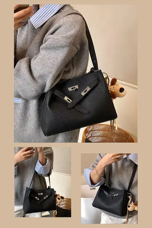 'Lux' Women's Belted Shoulder Tote Bag With Charm - XY London