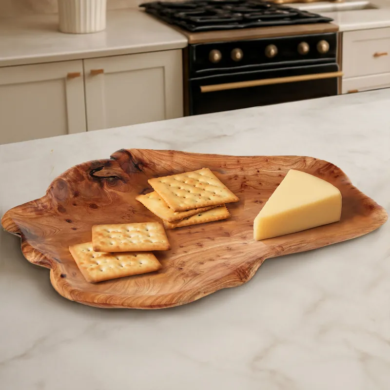 Natural Cedarwood Kora Serving Dish With Dotted Detail - Orsina