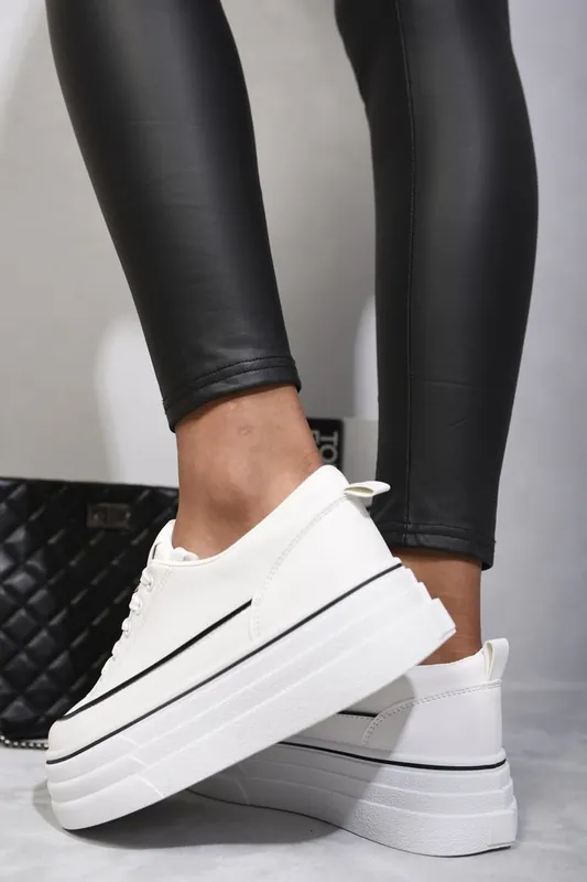 Breanna Platform Wedge Lace Up Trainers - IKRUSH