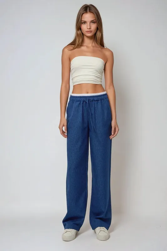 Wide Leg Elastic Waist Pants - Hiccup